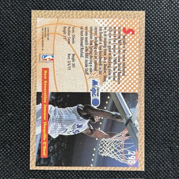 1992-93 Fleer #298 Shaquille O'Neal Rookie RC Slam Dunk Orlando Magic HOF - Picture 2 of 2